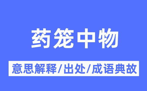 药笼中物的意义诠释,药笼中物的来由及针言典故
