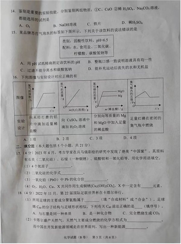 2023年重庆市中考语文试卷真题及谜底