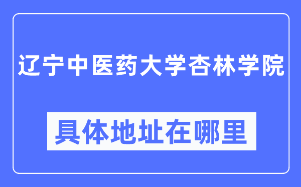 辽宁西医药大学杏林学院详细地点在那里,在哪一个都会，哪一个区？