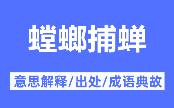 螳螂捕蝉的意义诠释,螳螂捕蝉的来由及针言典故