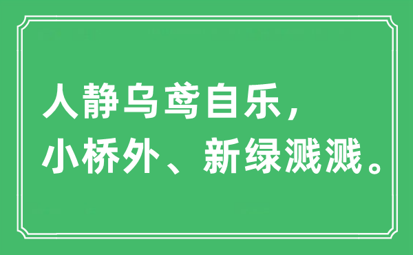 “人静乌鸢自乐,小桥外、新绿溅溅”是甚么意义,来由及原文翻译