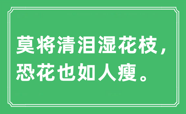 “莫将清泪湿花枝，恐花也如人瘦”是甚么意义,来由及原文翻译