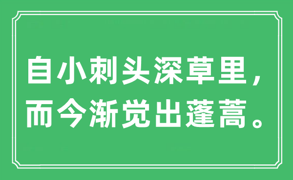 “自小刺头深草里，此刻渐觉出蓬蒿”是甚么意义,来由及原文翻译