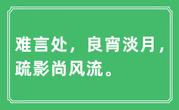 “难言处,良夜淡月,疏影尚风骚”是甚么意义,来由及原文翻译