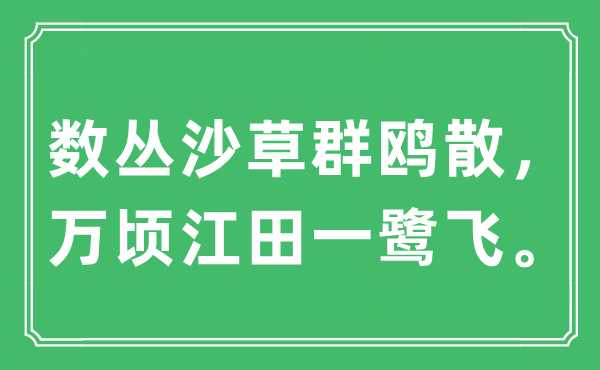 “数丛沙草群鸥散，万顷江田一鹭飞”是甚么意义,来由及原文翻译