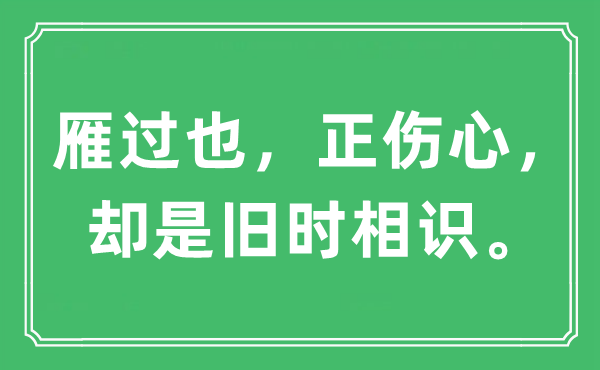 “雁过也，正悲伤，倒是旧时领会”是甚么意义,来由及原文翻译
