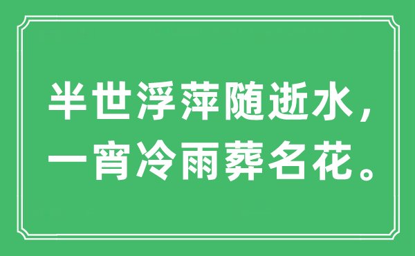 “半世浮萍随逝水，一宵冷雨葬名花”是甚么意义,来由及原文翻译