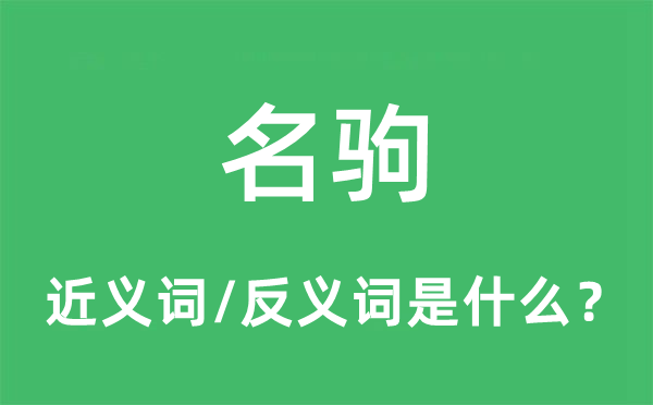 名驹的近义词和反义词是甚么,名驹是甚么意义