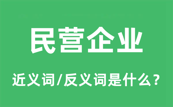 民营企业的近义词和反义词是甚么,民营企业是甚么意义