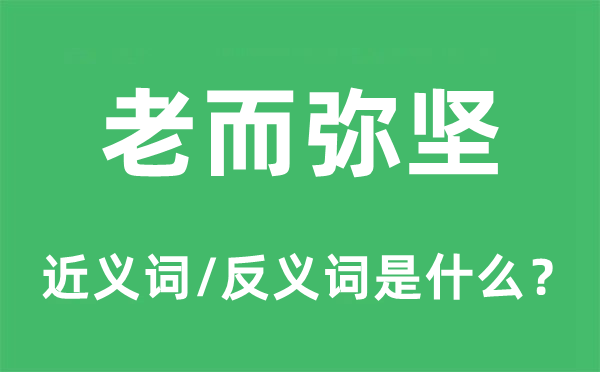 老而弥坚的近义词和反义词是甚么,老而弥坚是甚么意义
