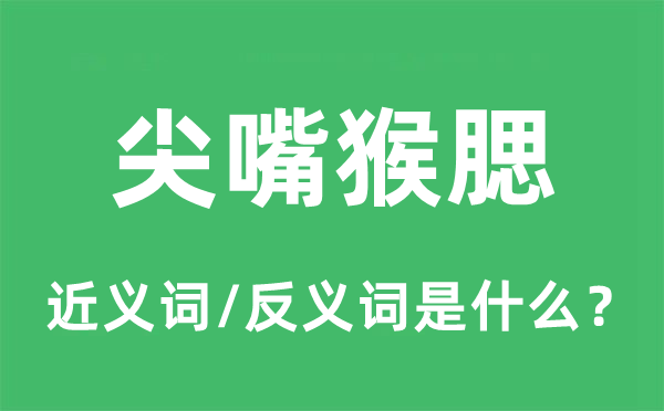 尖嘴猴腮的近义词和反义词是甚么,尖嘴猴腮是甚么意义