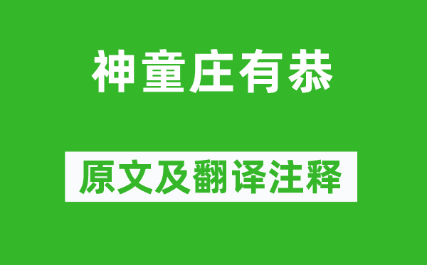 《神童庄有恭》原文及翻译正文,诗意诠释