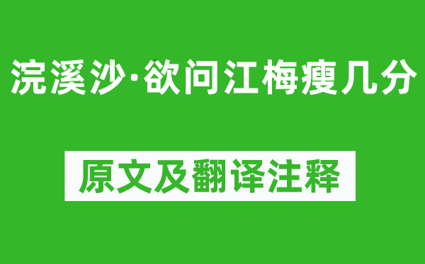 纳兰性德《浣溪沙·欲问江梅瘦几分》原文及翻译正文,诗意诠释