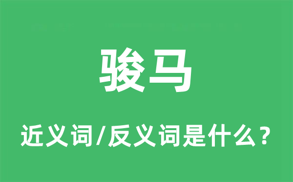 骏马的近义词和反义词是甚么,骏马是甚么意义