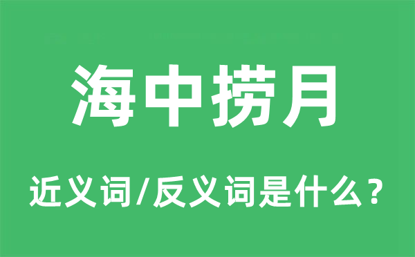 海底捞针的近义词和反义词是甚么,海底捞针是甚么意义
