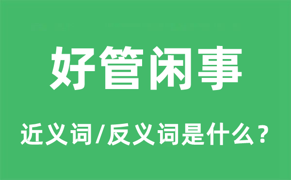 好管正事的近义词和反义词是甚么,好管正事是甚么意义