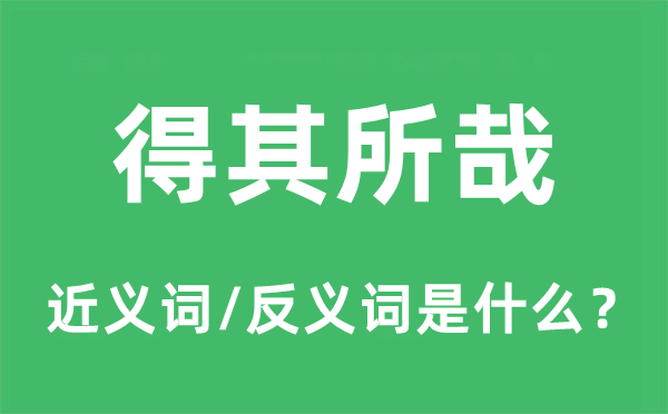 得其所哉的近义词和反义词是甚么,得其所哉是甚么意义