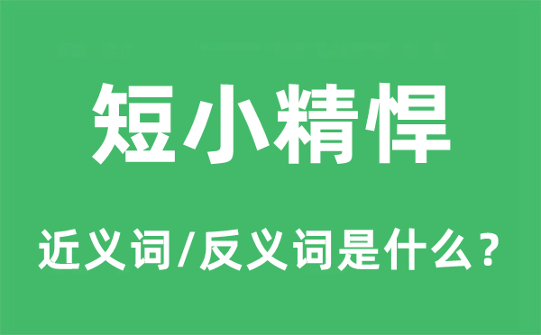 短小精壮的近义词和反义词是甚么,短小精壮是甚么意义