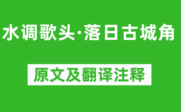 辛弃疾《水调歌头·夕照古城角》原文及翻译正文,诗意诠释