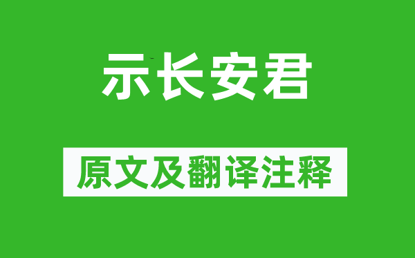 王安石《示长安君》原文及翻译正文,诗意诠释