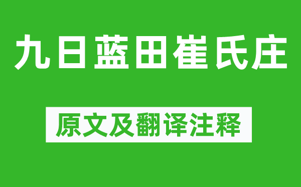 杜甫《九日蓝田崔氏庄》原文及翻译正文,诗意诠释