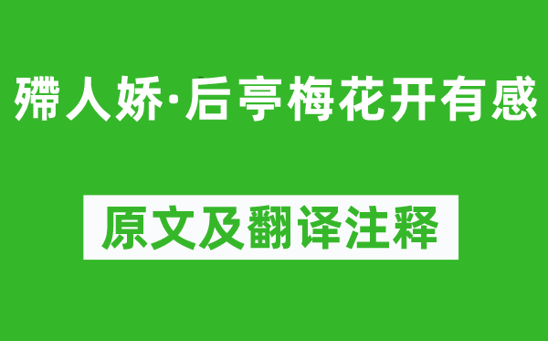 李清照《殢人娇·后亭梅花开有感》原文及翻译正文,诗意诠释