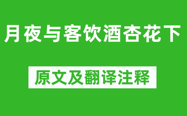 苏轼《月夜与客喝酒杏花下》原文及翻译正文,诗意诠释