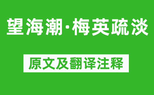 秦观《望浪潮·梅英疏淡》原文及翻译正文,诗意诠释