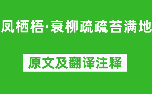王庭筠《凤栖梧·衰柳疏疏苔满地》原文及翻译正文,诗意诠释