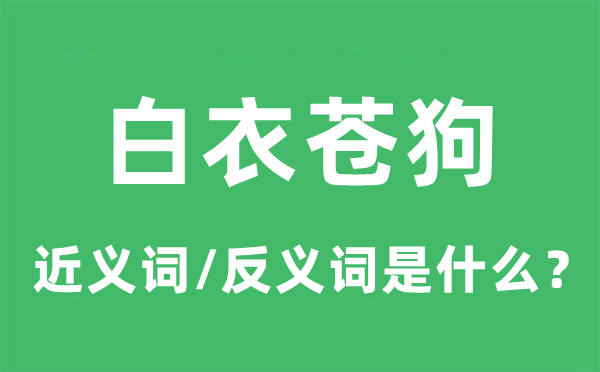白衣苍狗的近义词和反义词是甚么,白衣苍狗是甚么意义
