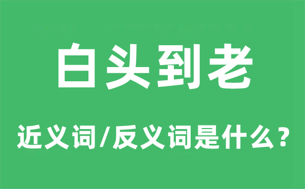 白头到老的近义词和反义词是甚么,白头到总是甚么意义