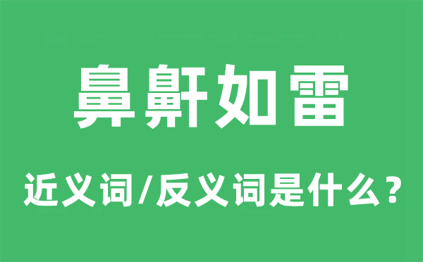 鼻鼾如雷的近义词和反义词是甚么,鼻鼾如雷是甚么意义