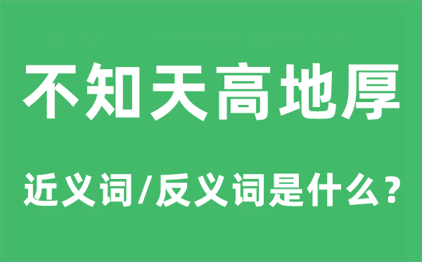 不知天洼地厚的近义词和反义词是甚么,不知天洼地厚是甚么意义