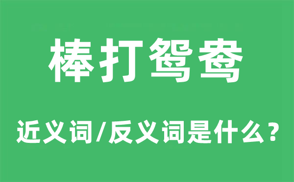 棒打鸳鸯的近义词和反义词是甚么,棒打鸳鸯是甚么意义