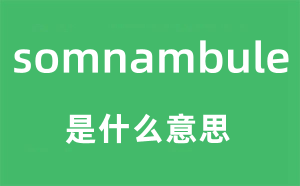 somnambule是甚么意义,somnambule怎样读,中文翻译是甚么