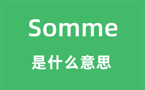 Somme是甚么意义,Somme怎样读,中文翻译是甚么