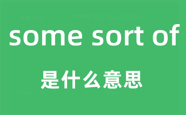 some sort of是甚么意义,中文翻译是甚么