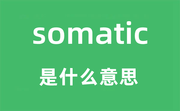 somatic是甚么意义,somatic怎样读,中文翻译是甚么