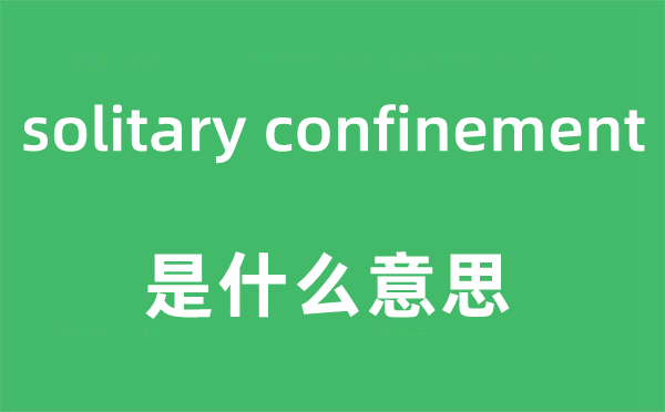 solitary confinement是甚么意义,中文翻译是甚么