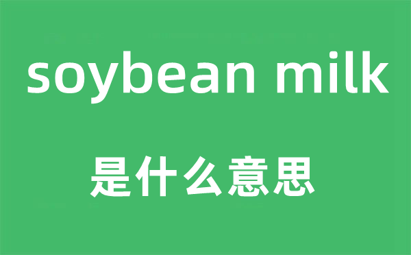 soybean milk是甚么意义,中文翻译是甚么