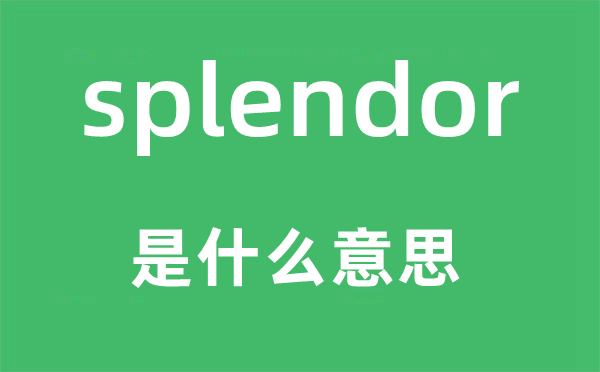 splendor是甚么意义,splendor怎样读,中文翻译是甚么