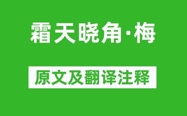 萧泰来《霜天晓角·梅》原文及翻译正文,诗意诠释