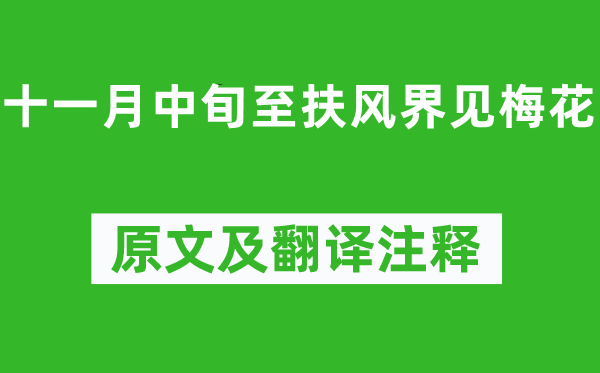 李商隐《十一月中旬至扶风界见梅花》原文及翻译正文,诗意诠释