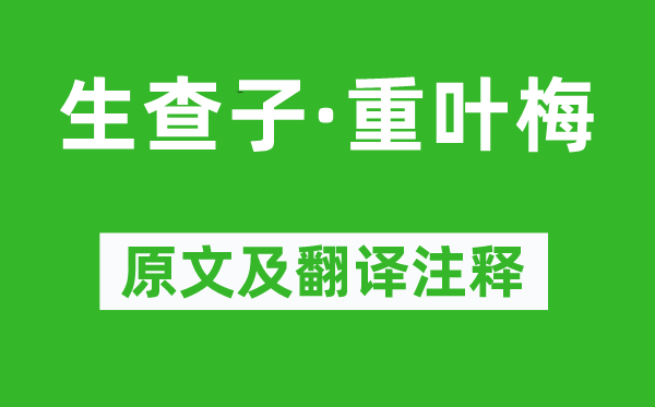 辛弃疾《生查子·重叶梅》原文及翻译正文,诗意诠释
