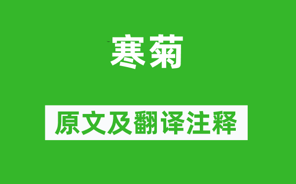 郑思肖《寒菊》原文及翻译正文,诗意诠释