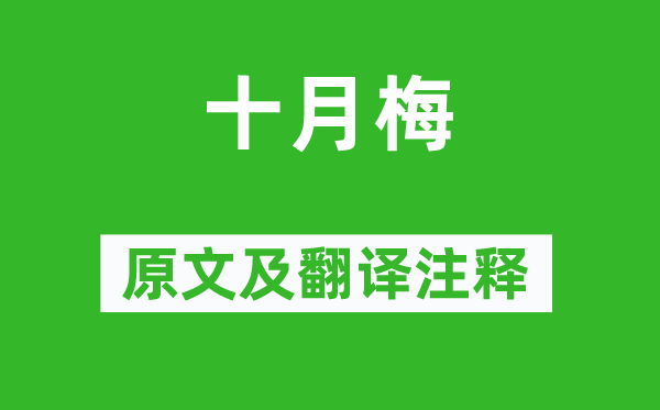 李龙高《十月梅》原文及翻译正文,诗意诠释