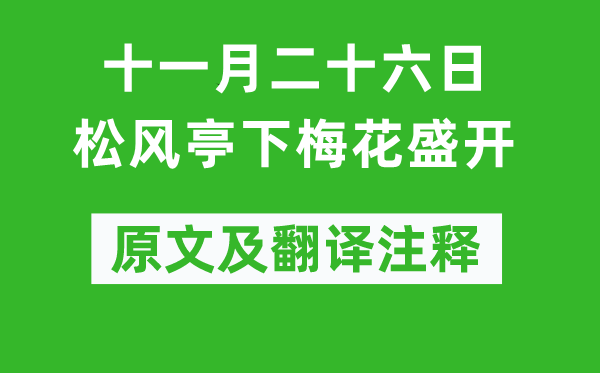 苏轼《十一月二十六日松风亭下梅花怒放》原文及翻译正文,诗意诠释