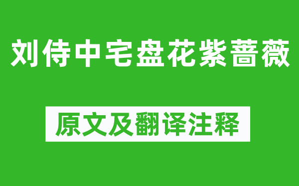 章孝标《刘侍中宅盘花紫蔷薇》原文及翻译正文,诗意诠释