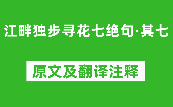 杜甫《江干独步寻花七绝句·其七》原文及翻译正文,诗意诠释