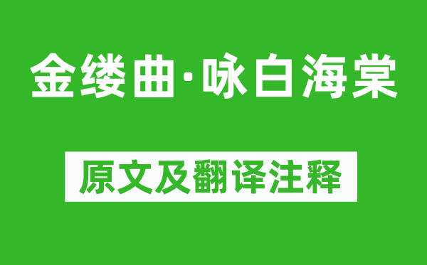 顾太清《金缕曲·咏白海棠》原文及翻译正文,诗意诠释